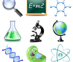 Science icons realistic vector