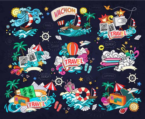 Seaside travel cartoon vector