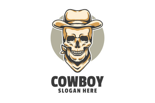 Skull cowboy logo vector