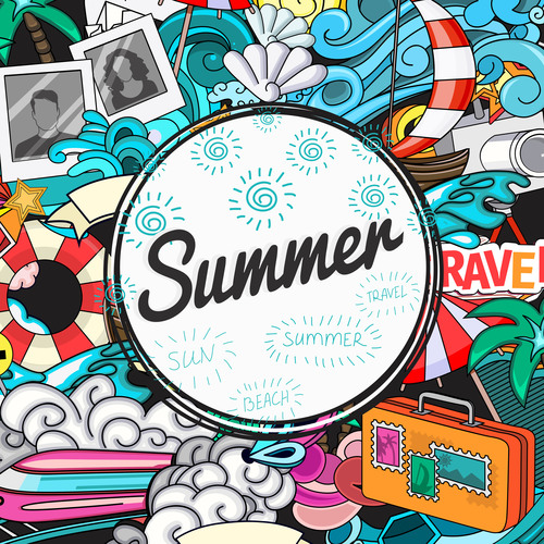 Summer cartoon card background vector