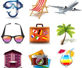 Summer holiday icons realistic vector