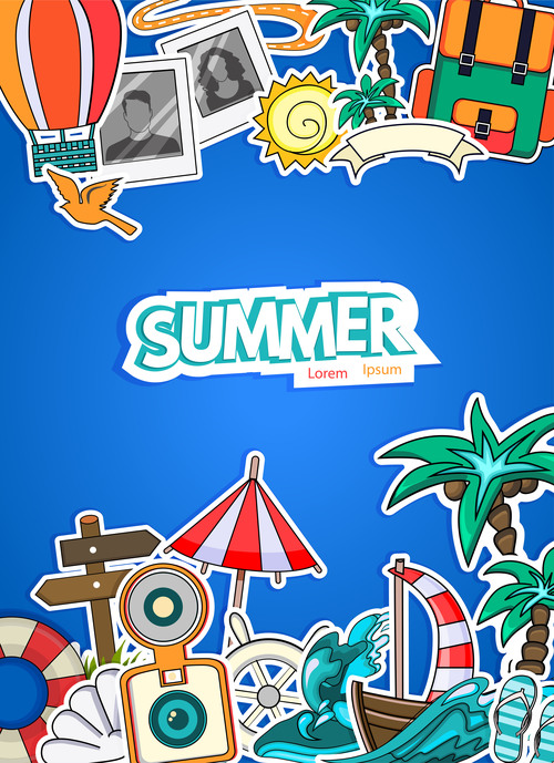 Summer travel cartoon vector