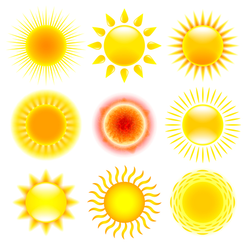 Sun holiday icons realistic vector
