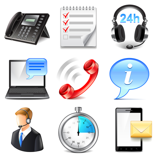 Support information icons realistic vector