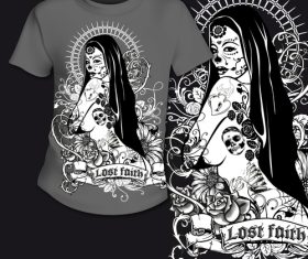 Tattood girl background tshirt design vector