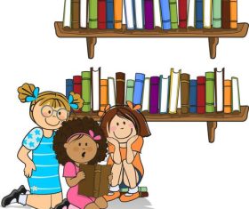 The children in the library vector