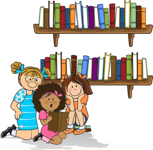 The children in the library vector