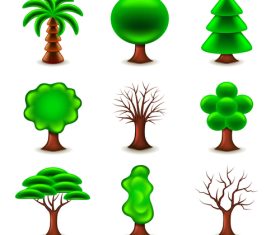 Tree forms icons realistic vector