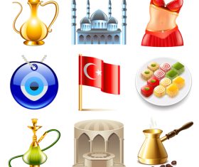 Turkey icons realistic vector