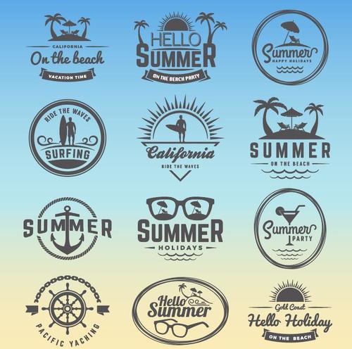 Vector summer logos collection