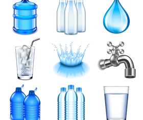 Water icons realistic vector