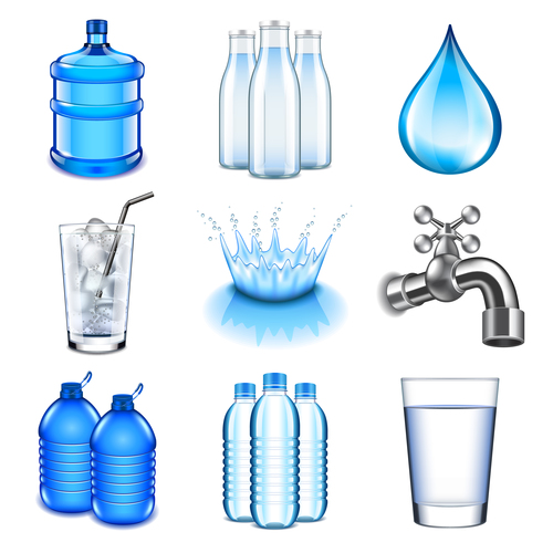 Water icons realistic vector