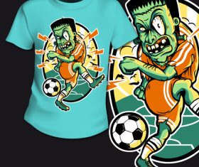 Zombie football player tshirt design vector