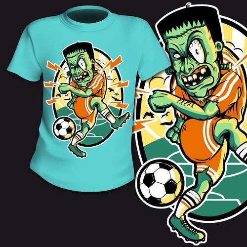 Zombie football player tshirt design vector