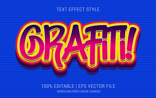 3D editable font effect text vector