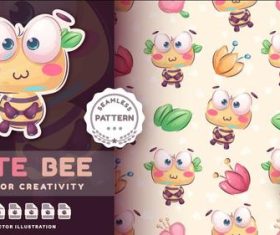 Adorable bee seamless pattern vector