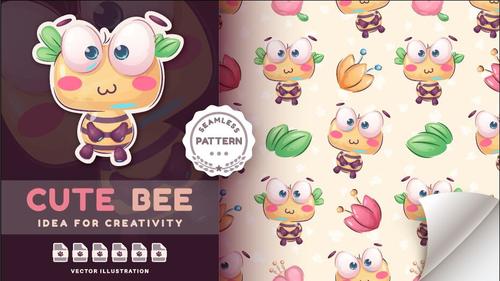Adorable bee seamless pattern vector