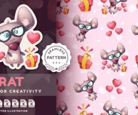 Adorable rat seamless pattern vector