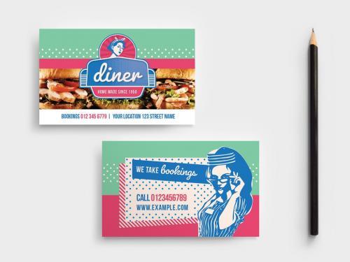 American diner themed business card vector