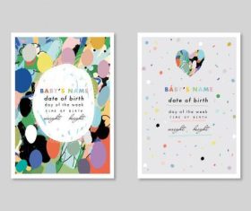 Baby birth cards layout vector