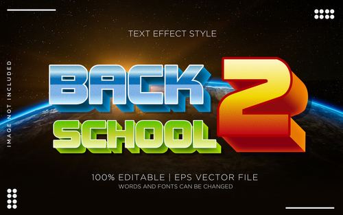 Back school editable font effect text vector