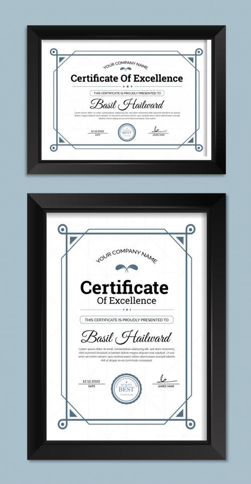 Black white certificate design vector