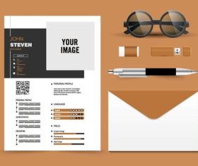 Brown background resume template vector
