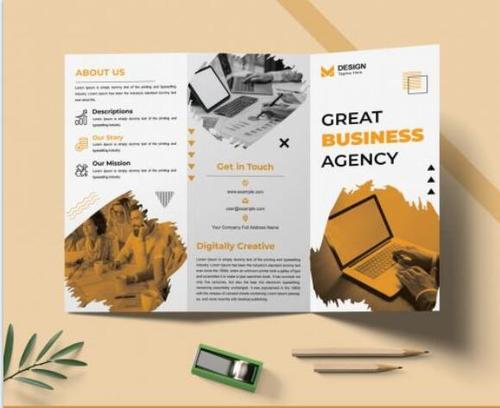 Business agency trifold brochure vector