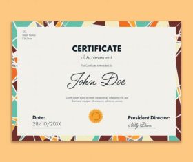 Certificate with mosaic design vector
