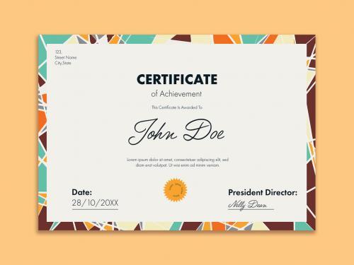 Certificate with mosaic design vector