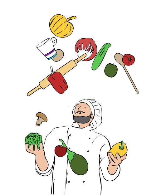 Chef juggling vector