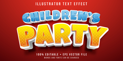 Childrens party 3d style effect vector