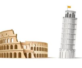 Colosseum and leaning tower of pisa vector