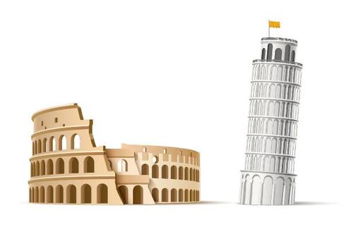 Colosseum and leaning tower of pisa vector