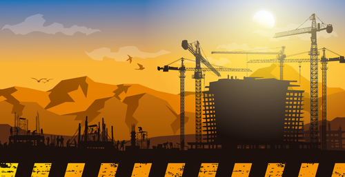 Construction site crane background illustration vector