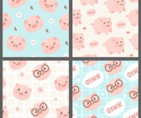 Cute pink pig seamless pattern vector