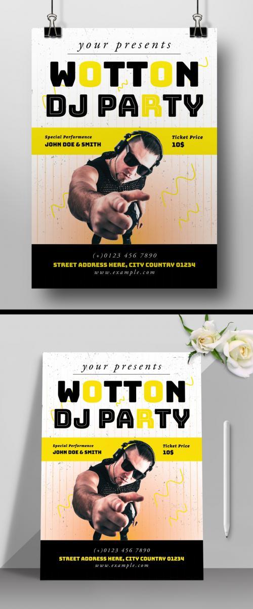 DJ summer party flyer design layout vector