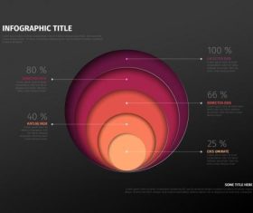 Dark infographic layout with percentages vector