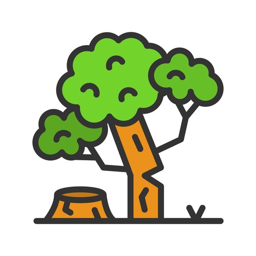 Deforestation natural disaster icons vector