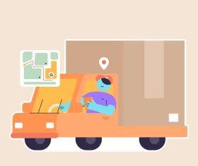 Delivery Man choose the routes from maps vector
