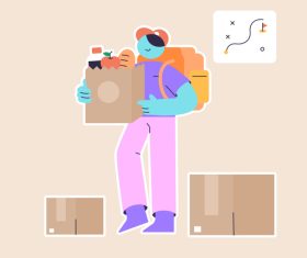 Delivery man carry the package vector