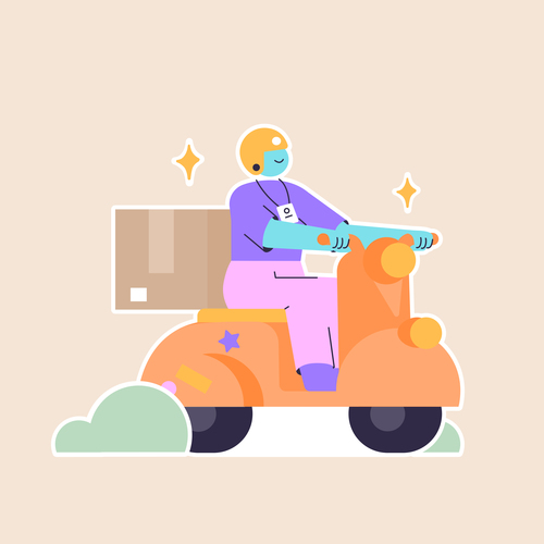 Delivery man riding vector