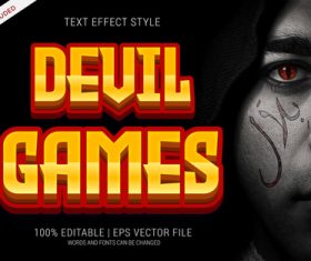 Devil games editable font effect text vector