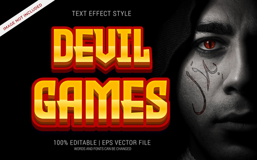 Devil games editable font effect text vector