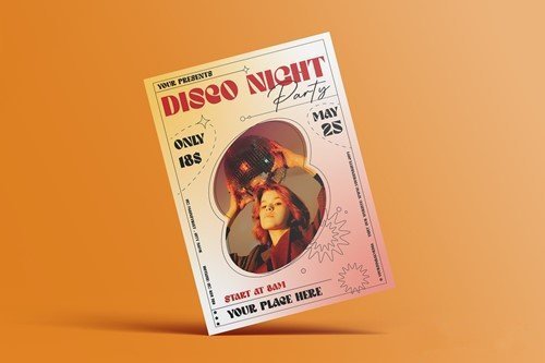Disco night party flyer vector