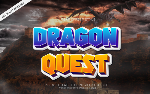 Dragon quest editable font effect text vector