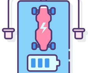 Electric skateboard battery vector