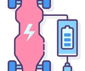Electric skateboard charger vector