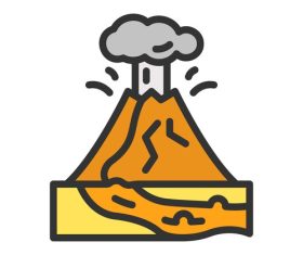 Eruption natural disaster icons vector