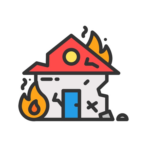 Fire natural disaster icons vector
